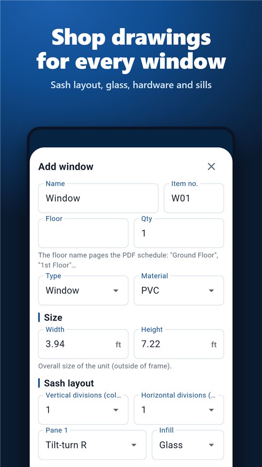 Window and door shop drawing input
