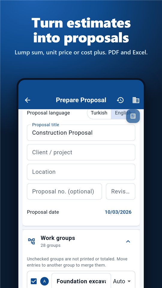 Client proposal preparation screen